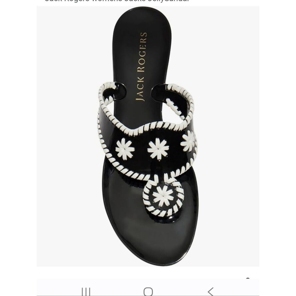 Jack Rogers Black and White Daisy Whipstitch Sandals